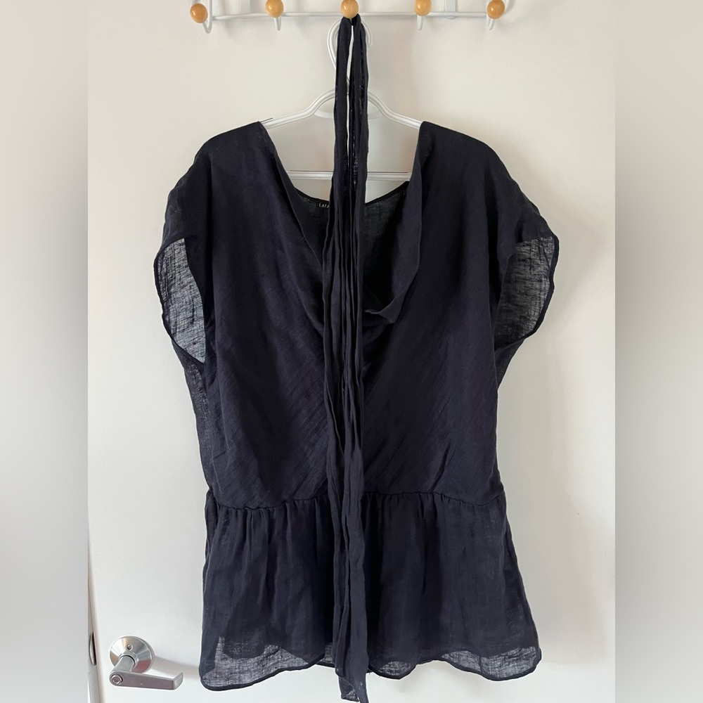 Lafayette 148 New York Tissue/Gauze Linen Cowl Neck Top/Tunic